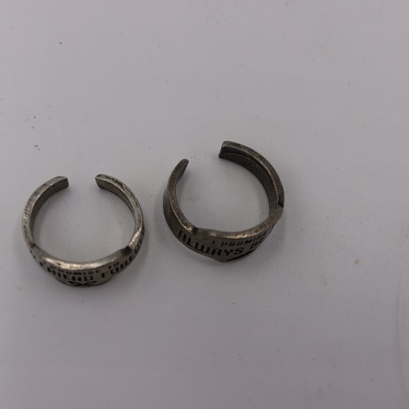 Matching Friendship Promise Adjustable Rings Bow Mountain Silver Tone Gift - Picture 3 of 6